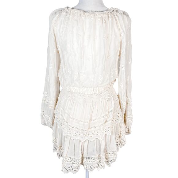 LoveShackFancy Dress Mini Dress White Dress Ruffle Popover Dress in Cream - Picture 6 of 14